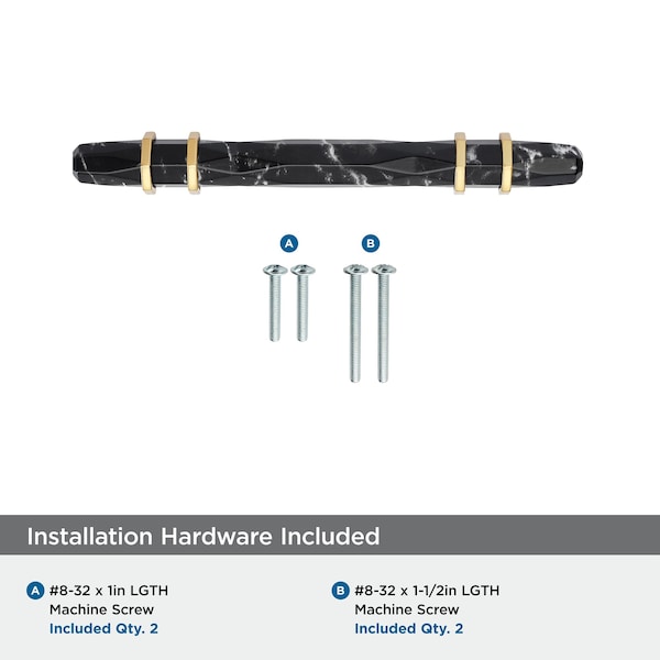 Amerock Carrione 3-3/4 inch 96mm Center-to-Center Marble Black/Champagne Bronze Cabinet Pull - BP36648MBKCZ