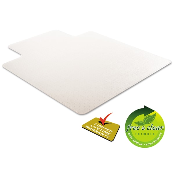 Deflecto Frequent Use Chair Mat, Med Pile Carpet, Flat, 45x53, Wide Lip, Clear - CM15233