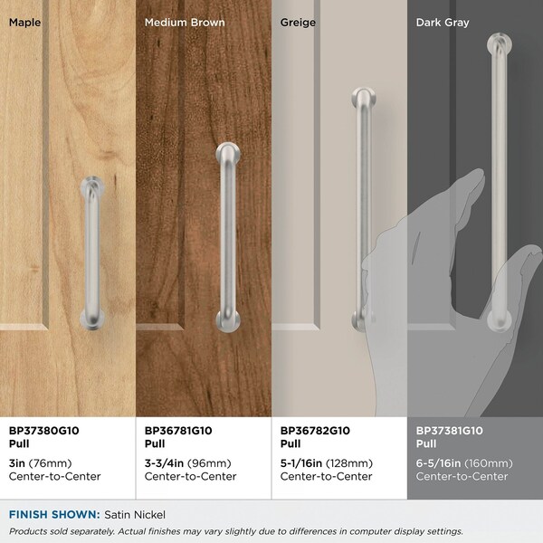 Amerock Factor 6-5/16 inch 160mm Center-to-Center Satin Nickel Cabinet Pull - BP37381G10