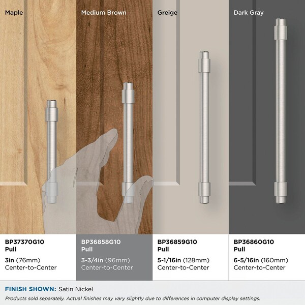 Amerock Destine 3-3/4 in 96 mm Center-to-Center Satin Nickel Cabinet Pull - BP36858G10