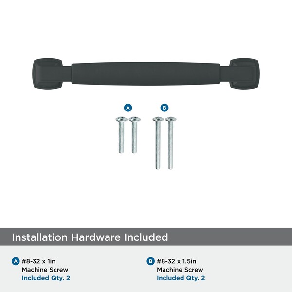 Amerock Stature 5-1/16 in 128 mm Center-to-Center Matte Black Cabinet Pull - BP36888FB