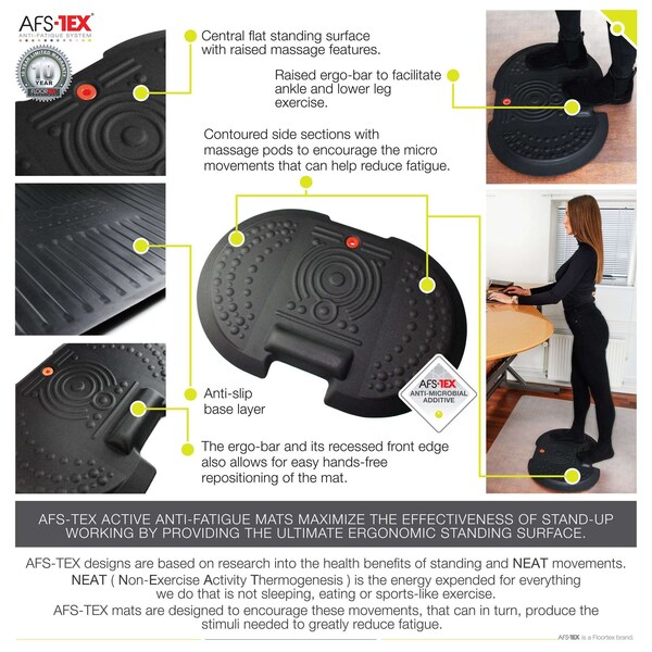 Floortex AFS-TEX 4000X Black Active Anti-Fatigue Mat 20" x 30" - FCA42030XBK