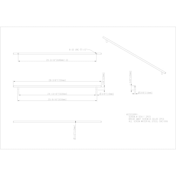 Elements By Hardware Resources 640 mm Center-to-Center Polished Chrome Naples Cabinet Bar Pull - 720PC