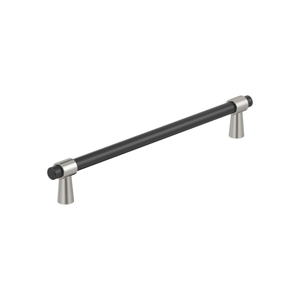 Amerock Mergence 7-9/16 inch 192mm Center-to-Center Matte Black/Satin Nickel Cabinet Pull - BP36980FBG10