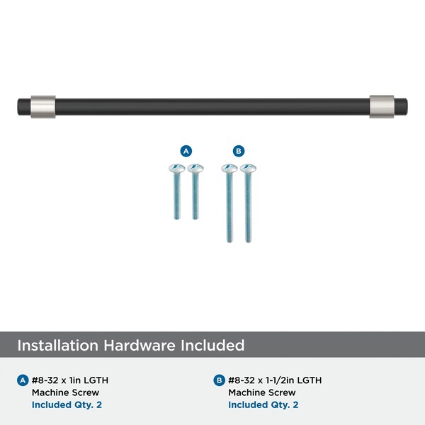 Amerock Mergence 7-9/16 inch 192mm Center-to-Center Matte Black/Satin Nickel Cabinet Pull - BP36980FBG10