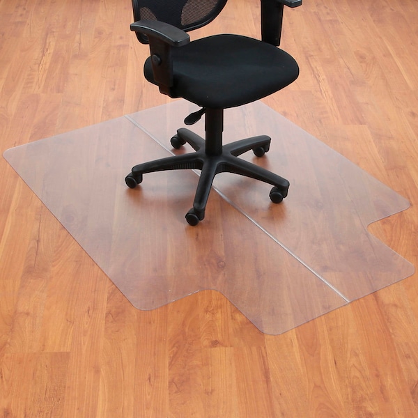 Interion By Global Industrial Interion Office Chair Mat for Hard Floor, 46inW x 60inL with 25in x 12in Lip, Straight Edge - 250799
