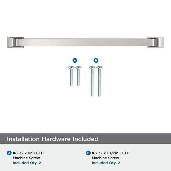 Amerock Westerly 7-9/16 inch 192mm Center-to-Center Polished Nickel Cabinet Pull - BP53723PN