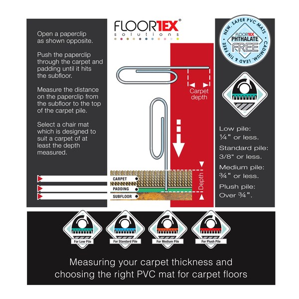 Floortex Advantagemat Vinyl Rectangular Chair Mat for Carpets up to 1/4" - 30" x 48" Shipped Rolled - FR1175120EV