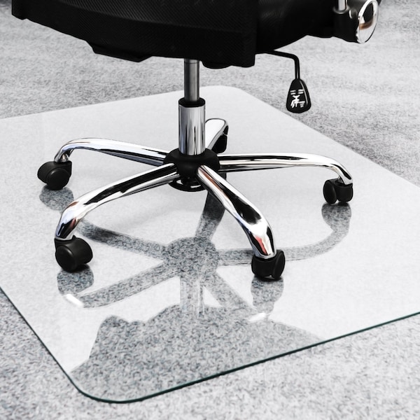 Floortex Glaciermat Heavy Duty Glass Chair Mat for Hard Floors & Carpets - 36" x 40" - NCCMFLGL0012
