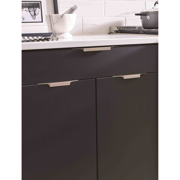 Amerock Extent 4-9/16 in 116 mm Center-to-Center Satin Nickel Cabinet Edge Pull - BP36751G10