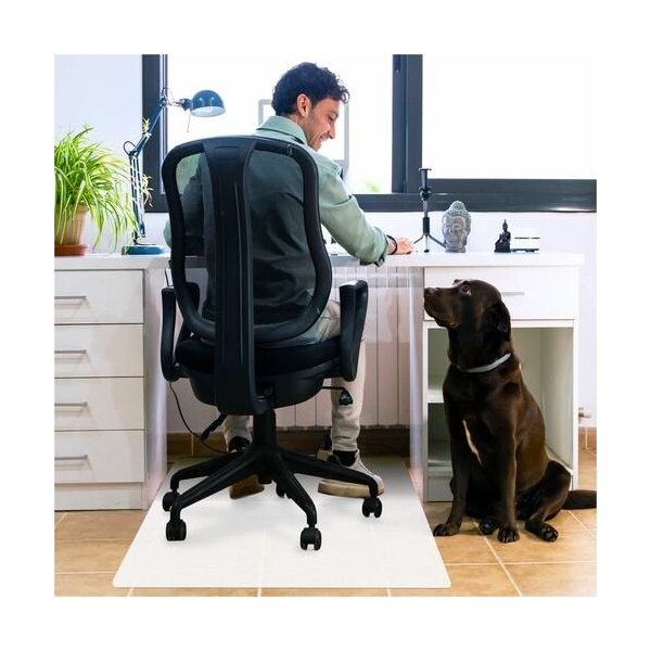 Floortex Chairmat, Anti-Slip, 45inWx53inLx3/5inH, White - FLRNCMFLLAC0003