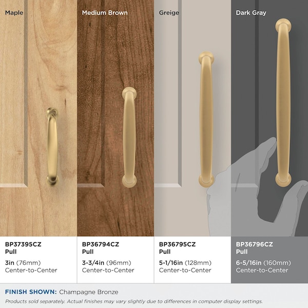 Amerock Renown 6-5/16 in 160 mm Center-to-Center Champagne Bronze Cabinet Pull - BP36796CZ