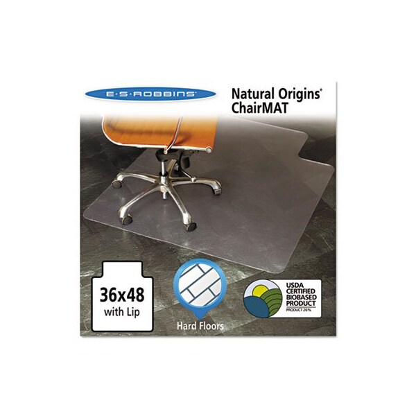 E.S. Robbins ESRobbins, Natural Origins Chair Mat With Lip For Hard Floors, 36 X 48, Clear - 143002
