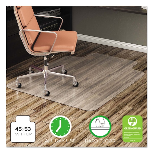 Deflecto EconoMat All Day Use Chair Mat for Hard Floors, Rolled Packed, 45 x 53, Lipped, Clear - CM21232COM