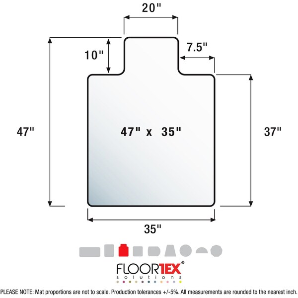 Floortex Chair Mat 47"x35", Traditional Lip Shape, Clear, for Carpet - FC118927LR