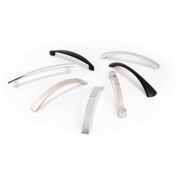 Elements By Hardware Resources 128 mm Center-to-Center Matte Black Asymmetrical Belfast Cabinet Pull - 308-128BLK