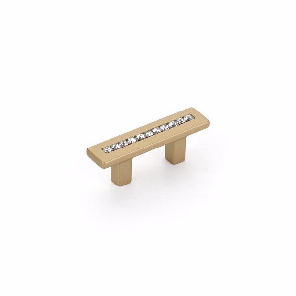 Schaub 32mm Center to Center Skyevale Cabinet Pull with Crystals Signature Satin Brass Finish - 301-SSB