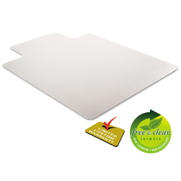 Deflecto Chair Mat 45"x53", Traditional Lip Shape, Clear, for Carpet - CM13233