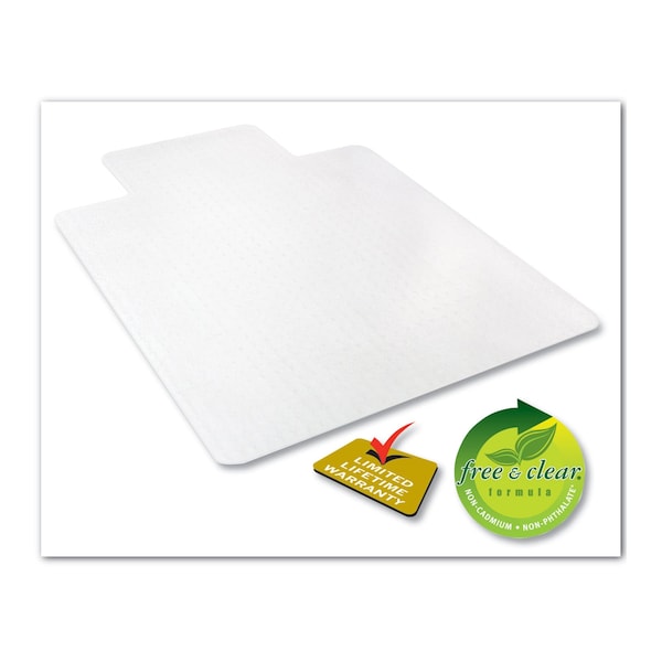 Deflecto Chair Mat 36"x48", Traditional Lip Shape, Clear, for Carpet, Thickness: 1/2" - CM15113