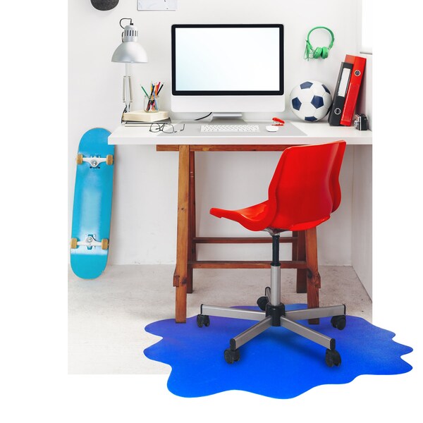 Floortex CraftTex Blue Sploshmat Crafts, Kids and Classrooms Floor Mat for Hard Floor - 40" x 40" - CC124040PBV