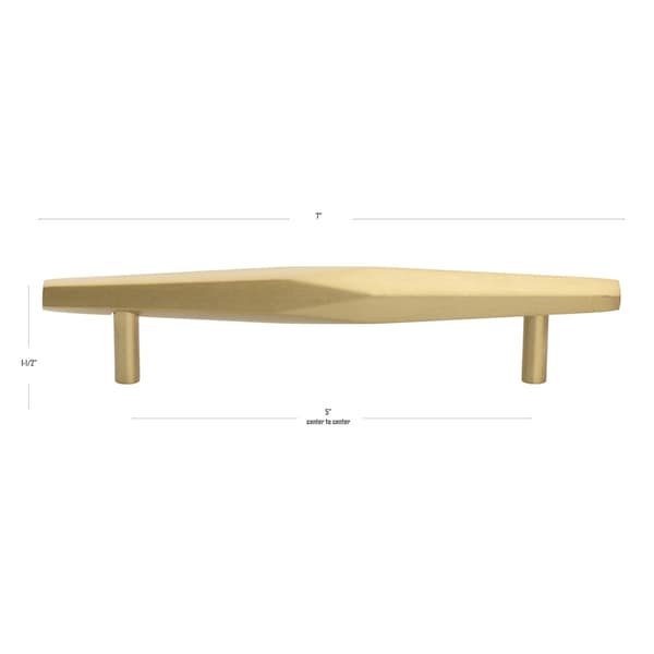 Gliderite Hardware 5-1/16 in. Center to Center Faceted Bar Pull Satin Gold, 5PK - 4789-128-SG-5