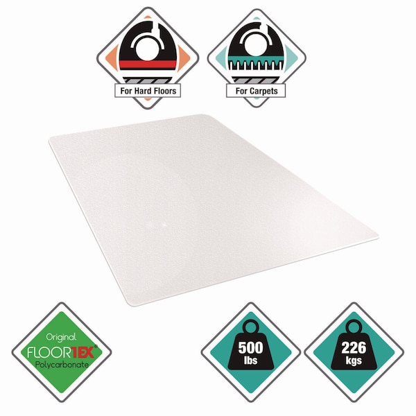 Floortex MegaMat Heavy-Duty Polycarb Mat, Hard Floor/All Carpet, 46 x 60, Clear - ECM121525ER