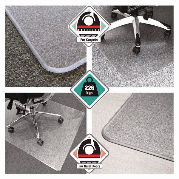 Floortex MegaMat Heavy-Duty Polycarb Mat, Hard Floor/All Carpet, 46 x 60, Clear - ECM121525ER