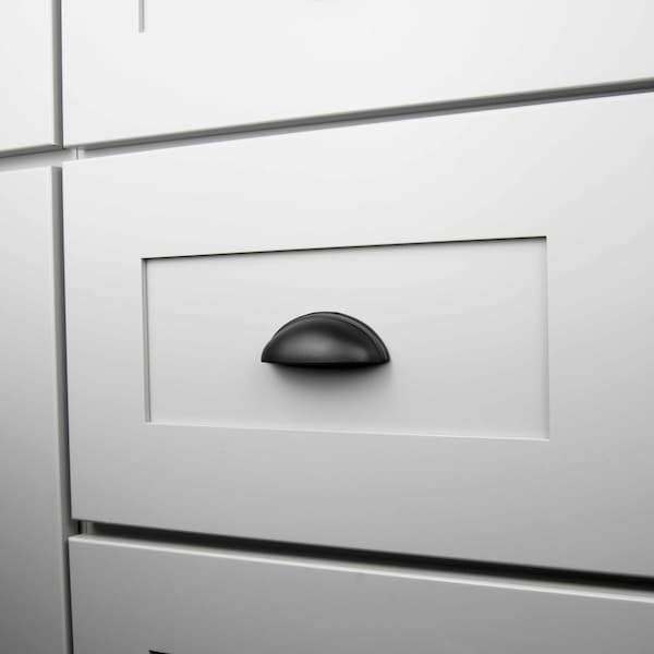 Heritage Designs Transitional Cup Pull 3 Inch Center to Center Matte Black Finish, 10PK - R077748MBX10B
