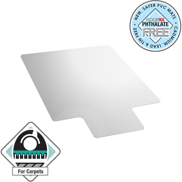 Floortex Chair Mat 36"x48", Traditional Lip Shape, Clear, for Carpet - FR319226LV