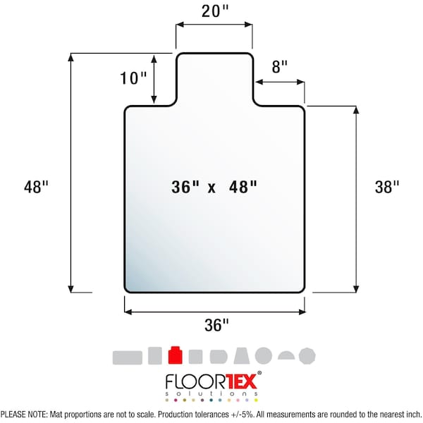 Floortex Chair Mat 36"x48", Traditional Lip Shape, Clear, for Carpet - FR319226LV