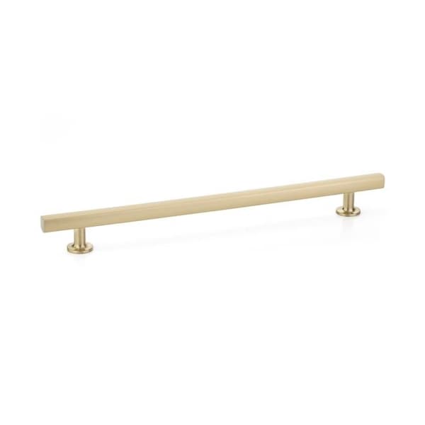 Emtek Freestone Cabinet Pull with 10 in Center to Center Satin Brass Finish - 86677US4