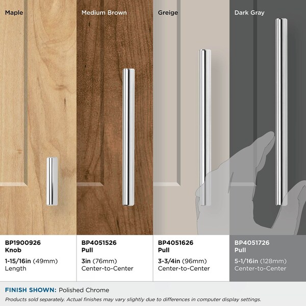 Amerock Bar Pulls 5-1/16 in 128 mm Center-to-Center Polished Chrome Cabinet Pull - BP4051726
