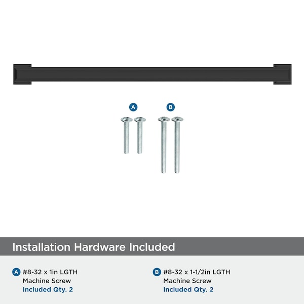 Amerock Appoint 10-1/16 inch 256mm Center-to-Center Matte Black Cabinet Pull - BP37361FB