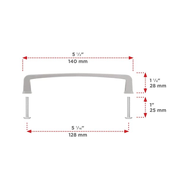 Richelieu Hardware Charlemagne Collection 5 1/16-inch 128 mm Brushed Nickel Transitional Curved Cabinet Pull - BP810128195