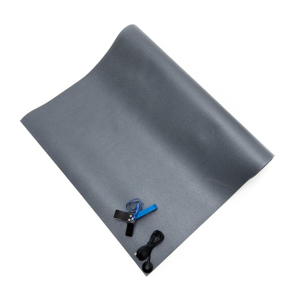 Bertech ESD Anti-Static Chair Mat Kit, 3 Ft. x 5 Ft., 0.19 In. Thick, Gray - CM-3X5GKT