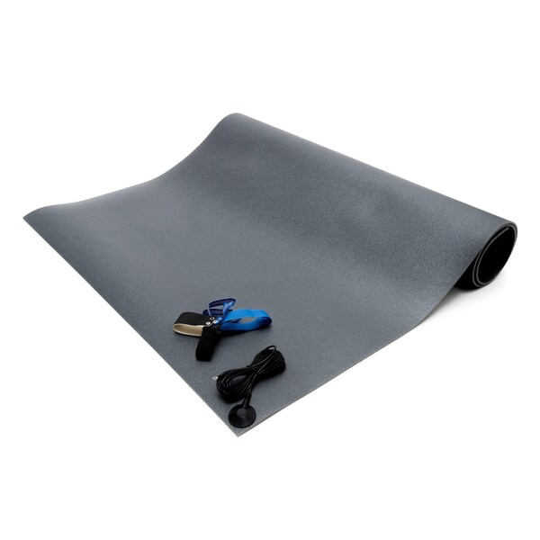 Bertech ESD Anti-Static Chair Mat Kit, 3 Ft. x 5 Ft., 0.19 In. Thick, Gray - CM-3X5GKT