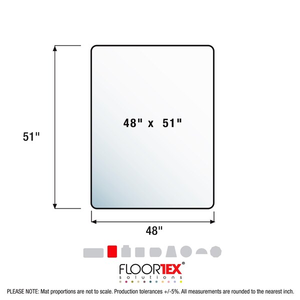 Floortex Cleartex Enhanced Polymer Rectangular Chair Mat for Carpets up to 3/8" - 48" x 51" - FRECO114851EP