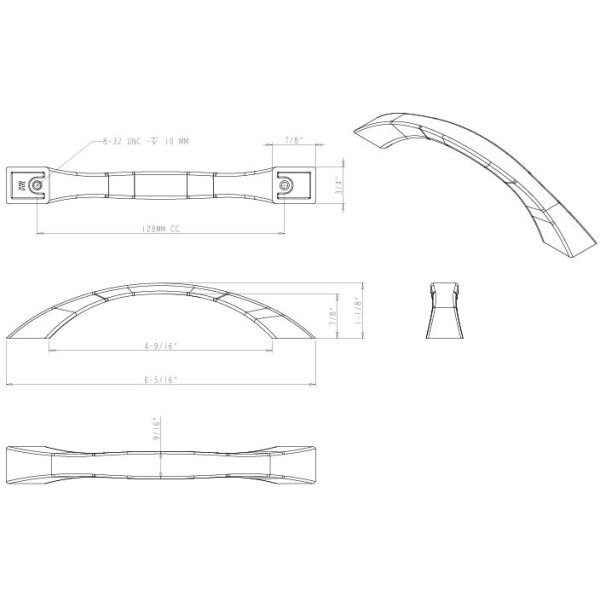Jeffrey Alexander 128 mm Center-to-Center Brushed Pewter Flared Philip Cabinet Pull - 767-128BNBDL