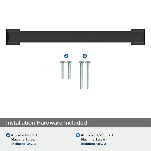 Amerock Appoint 6-5/16 inch 160mm Center-to-Center Matte Black Cabinet Pull - BP37360FB