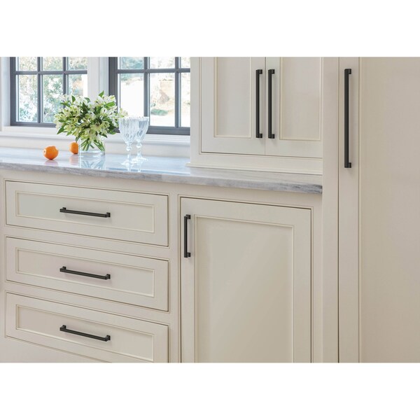 Amerock Appoint 6-5/16 inch 160mm Center-to-Center Matte Black Cabinet Pull - BP37360FB