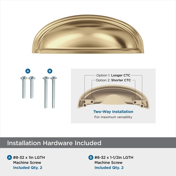 Amerock Ashby 3 inch or 4 inch 76mm or 102mm Center-to-Center Champagne Bronze Cabinet Cup Pull - BP36640CZ