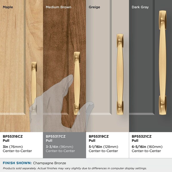 Amerock Highland Ridge 3-3/4 in 96 mm Center-to-Center Champagne Bronze Cabinet Pull - BP55317CZ