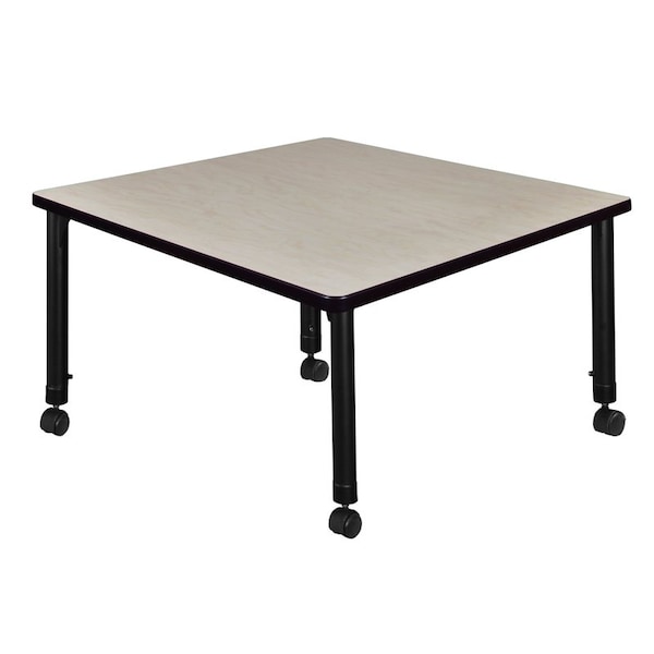 Regency Tables > Height Adjustable > Square Mobile Tables, 42 W, 42 L, 23-34 H, Wood|Metal, Maple - TB4242PLAPCBK