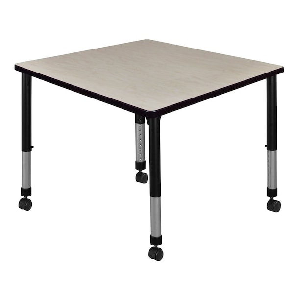 Regency Tables > Height Adjustable > Square Mobile Tables, 42 W, 42 L, 23-34 H, Wood|Metal, Maple - TB4242PLAPCBK