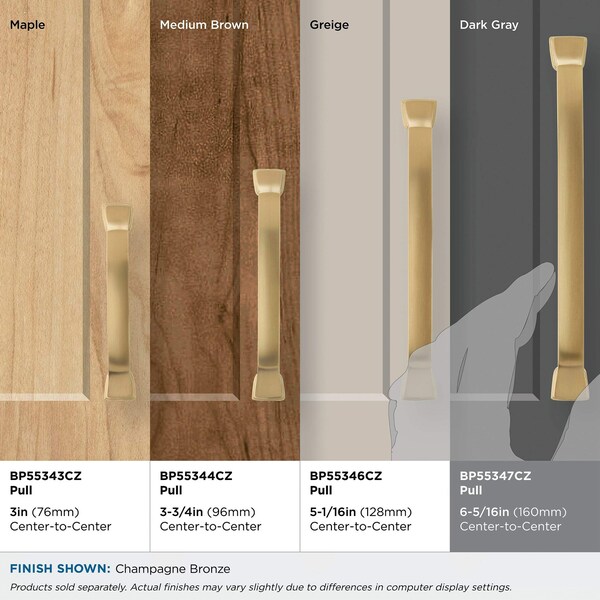 Amerock Revitalize 6-5/16 in 160 mm Center-to-Center Champagne Bronze Cabinet Pull - BP55347CZ