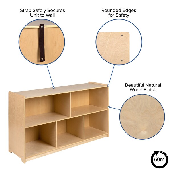 Flash Furniture Wooden 5 Section School Classroom Storage Cabinet - MK-STRG008-GG