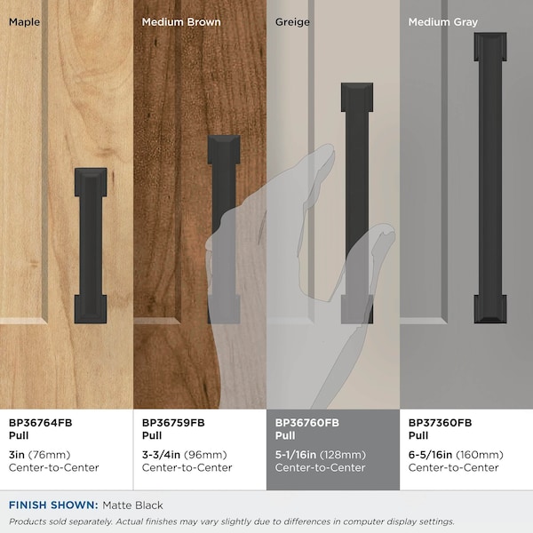 Amerock Appoint 5-1/16 in 128 mm Center-to-Center Matte Black Cabinet Pull - BP36760FB