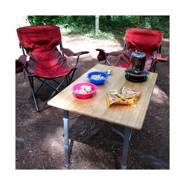 Camco BAMBOO FOLDING TABLE W/ALUMINUM LEGS, ADJ(31.4X23.6X18IN-26INH) - 51893