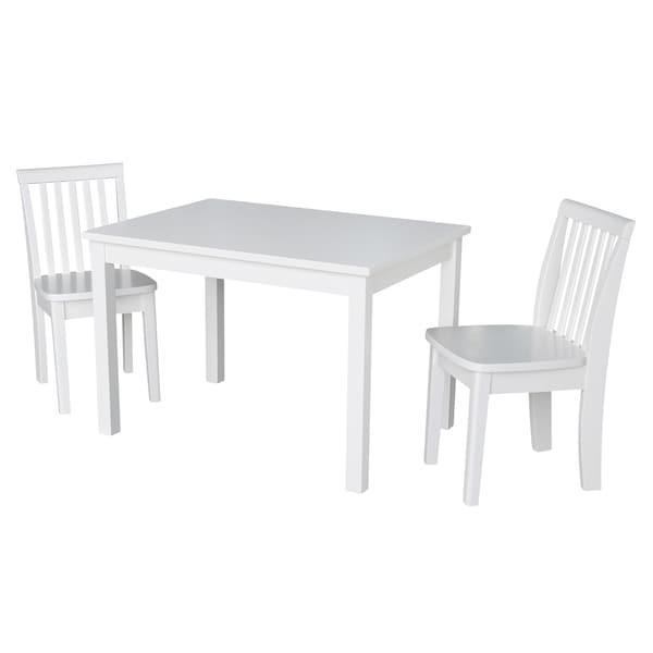 International Concepts Rectangle Table with 2 Mission Juvenile Chairs, 24 in W, 33.1 in L, 22.2 in H, Wood, White - K08-2532-263-2