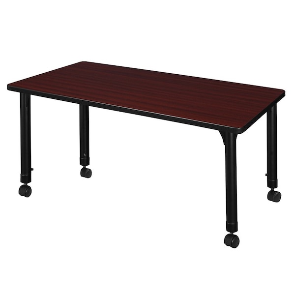 Regency Tables > Height Adjustable > Rectangular Mobile Tables, 48 W, 30 L, 23-34 H, Wood|Metal, Mahogany - MT4830MHAPCBK